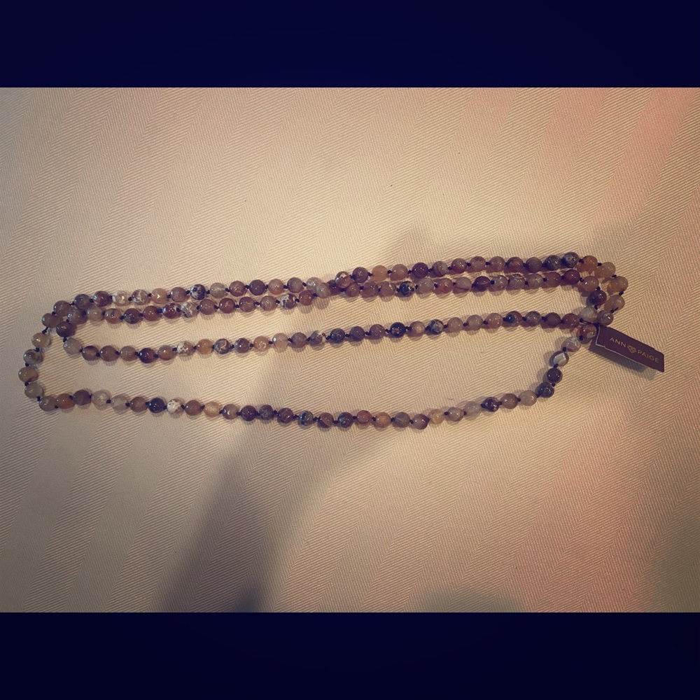 Necklace glass beads long Ann Paige designs